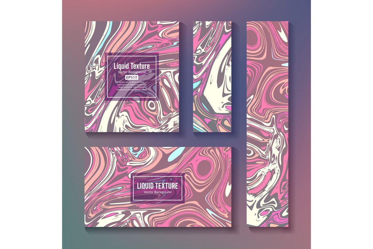Craft Liquid Texture Vector. Set Ink Texture Watercolor Hand example image 1