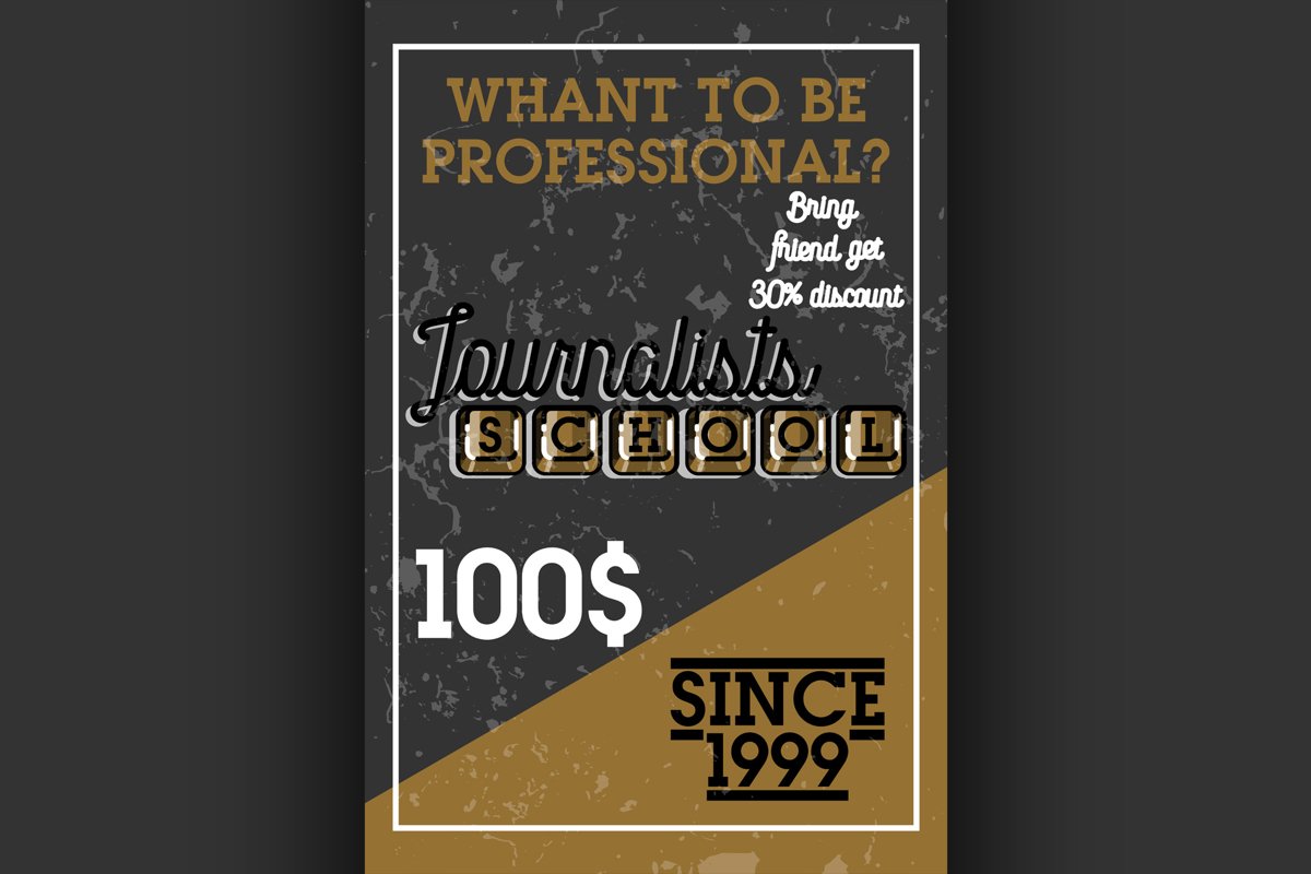 Color vintage journalists school banner example image 1