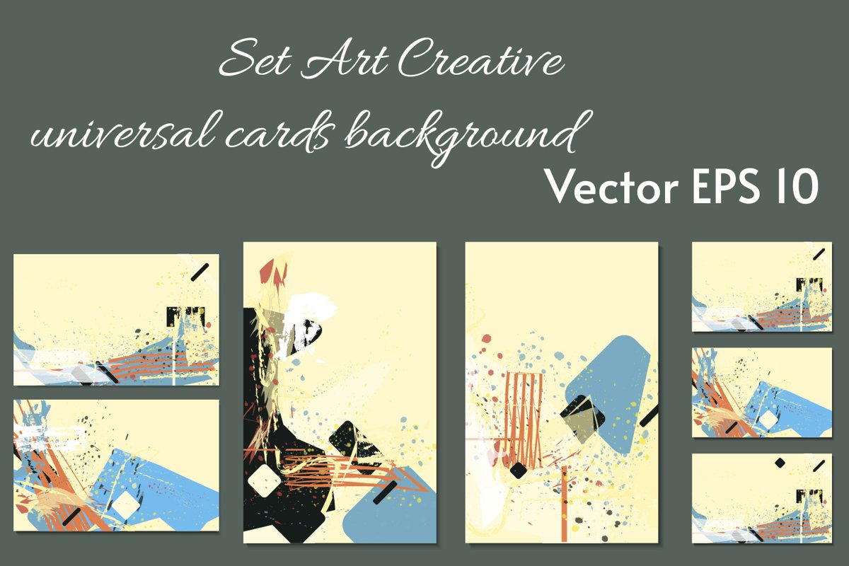 ART paslel colors card templates SET example image 1