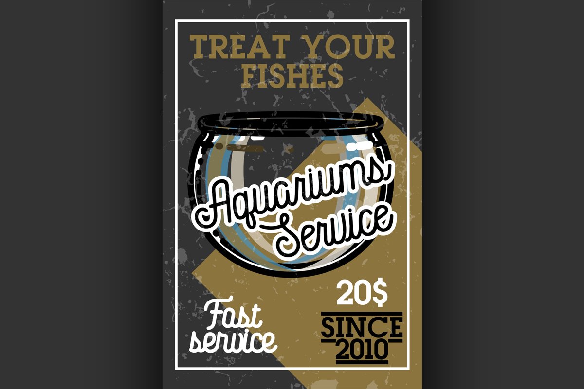 Color vintage aquariums service banner example image 1