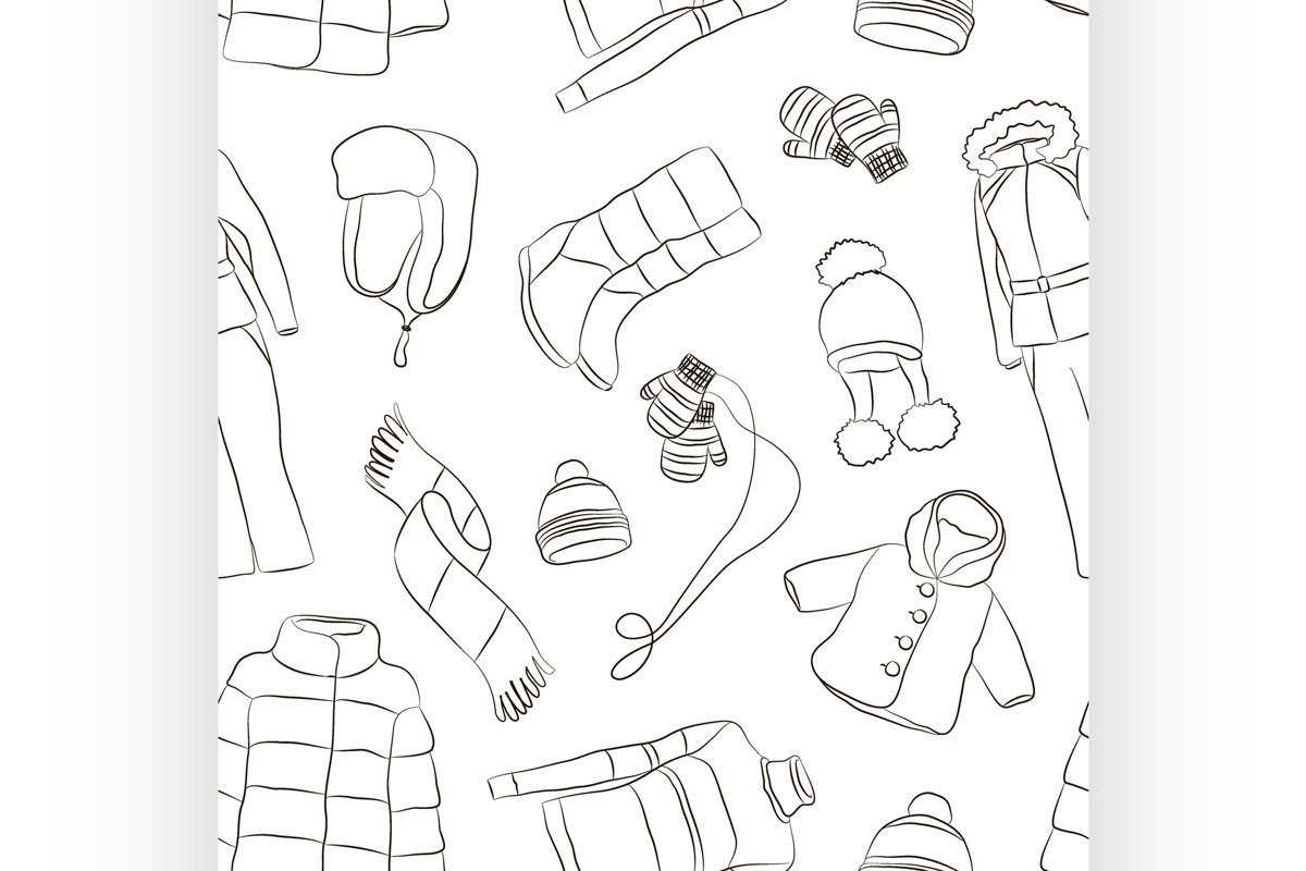 Set of warm winter clothes design pattern example image 1