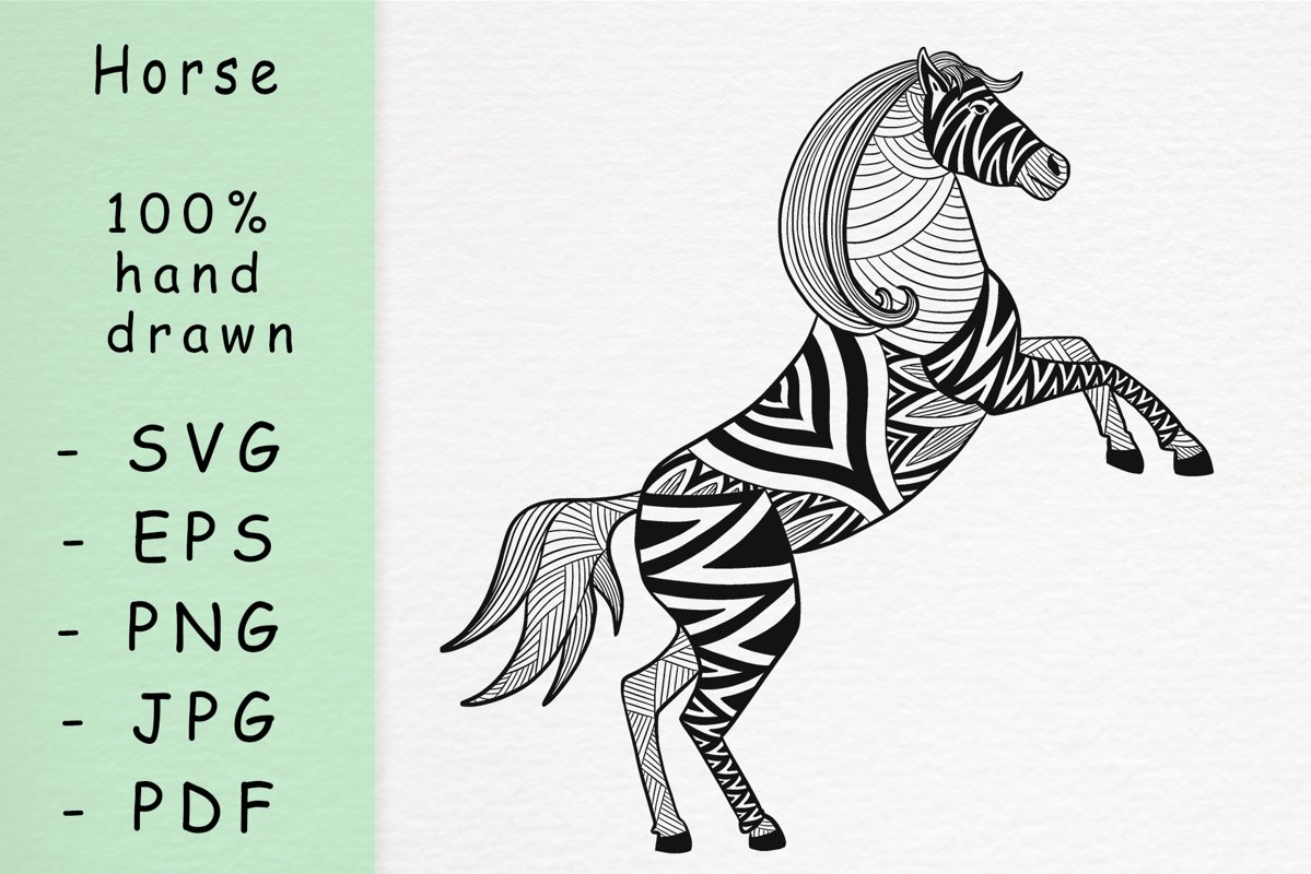Hand drawn horse with patterns example image 1