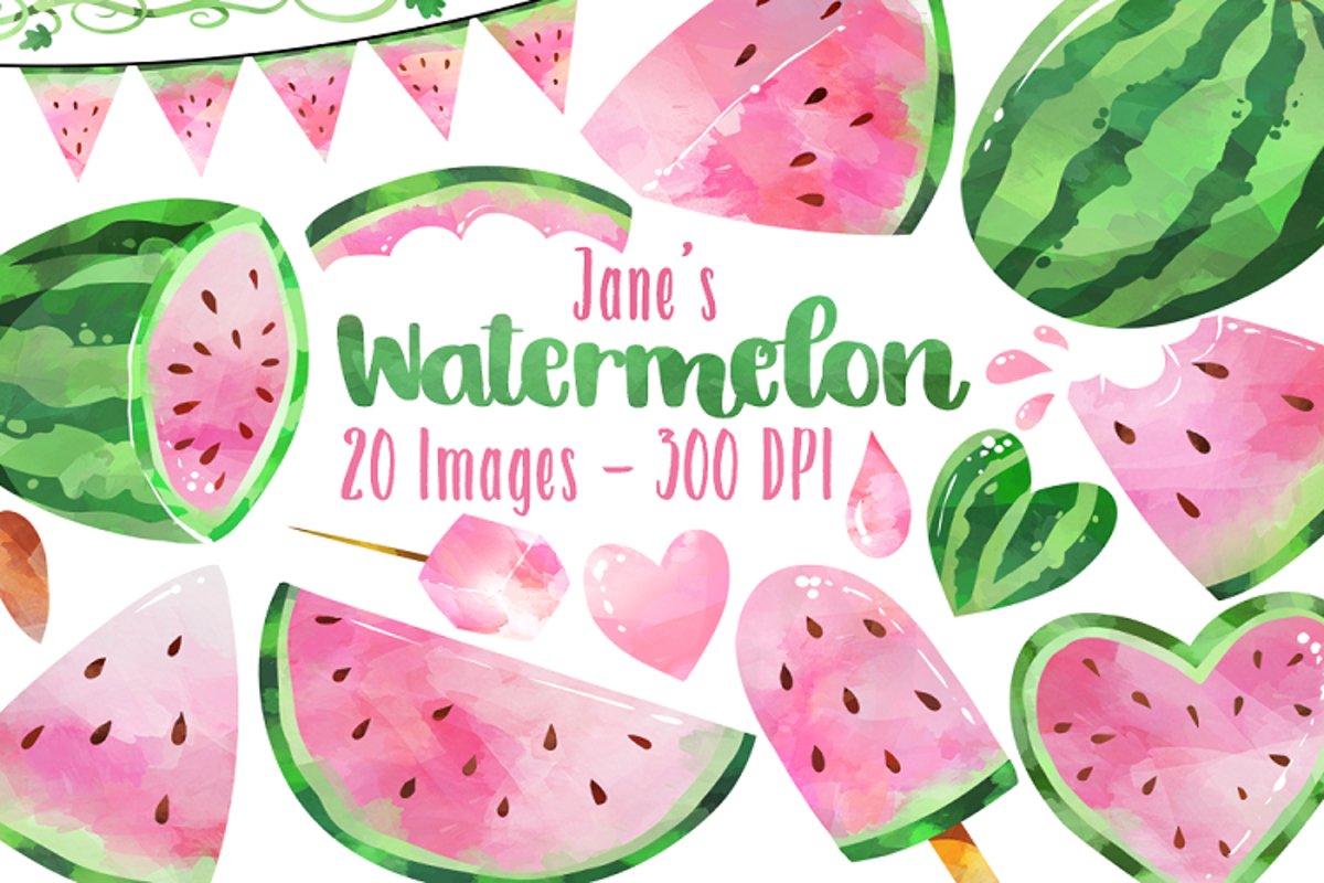 Pink Watermelon Clipart (269987) Illustrations Design Bundles