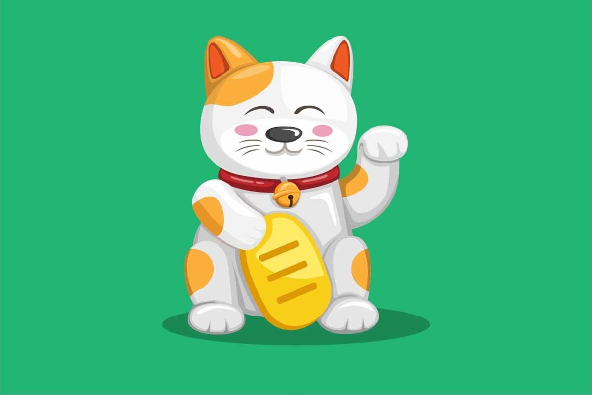 lucky cat aka maneki neko asian traditional mascot vector example image 1