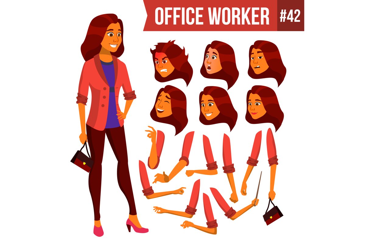 Office Worker Vector. Woman. Professional Officer example image 1