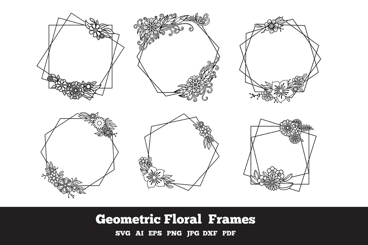 Geometric Floral Frames example image 1