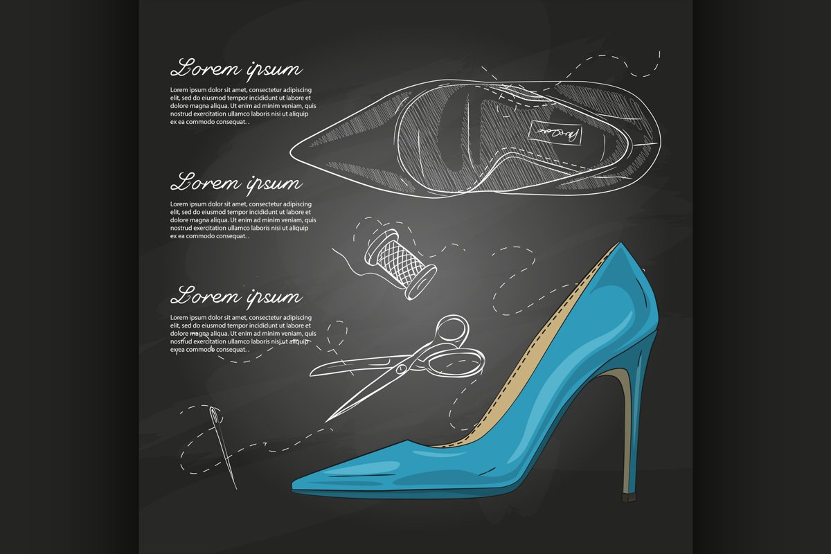Fashion vector sketch womens shoes. example image 1