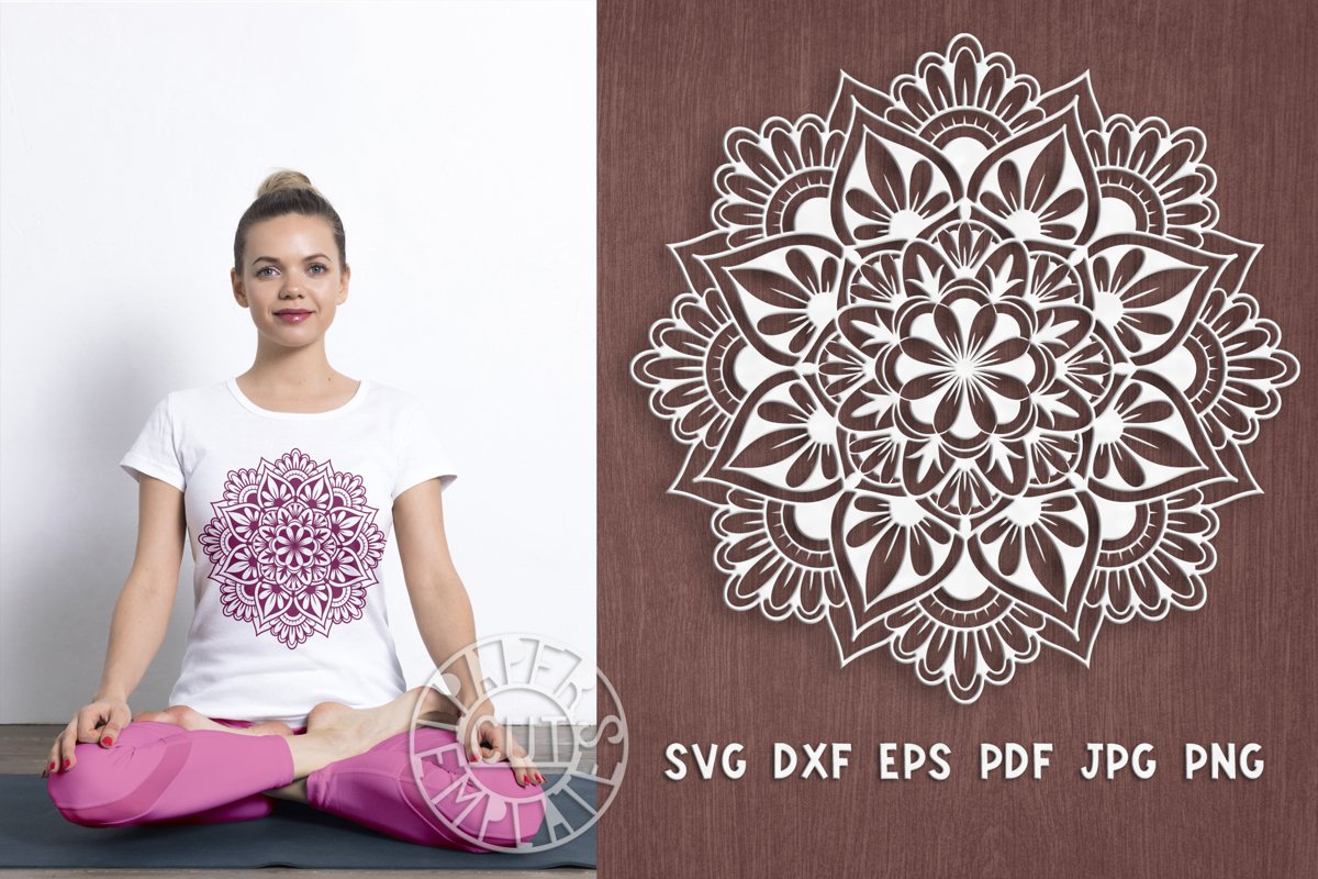 SVG mandala cut file for laser cutting, Cricut, Silhouette. example image 1
