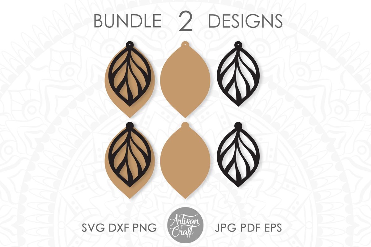 Leaf earring svg, faux leather earrings template example image 1