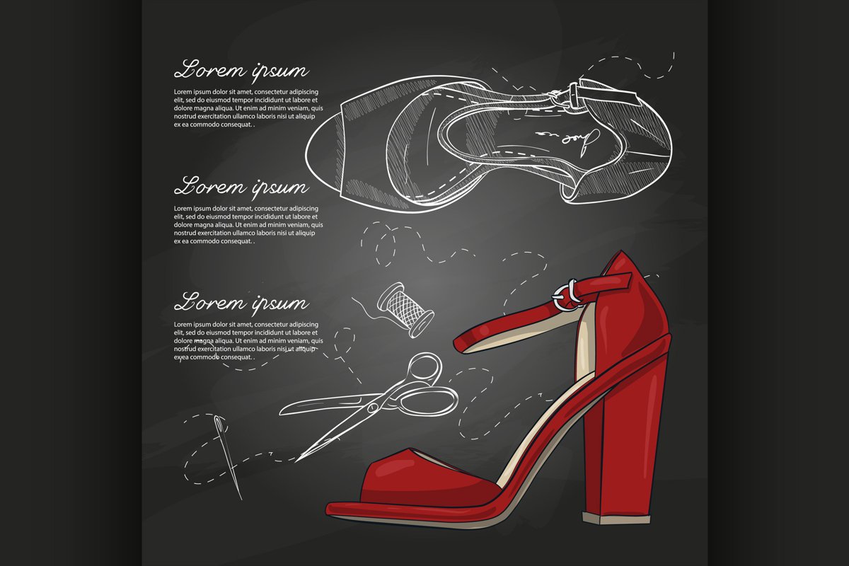 Fashion vector sketch womens shoes. example image 1