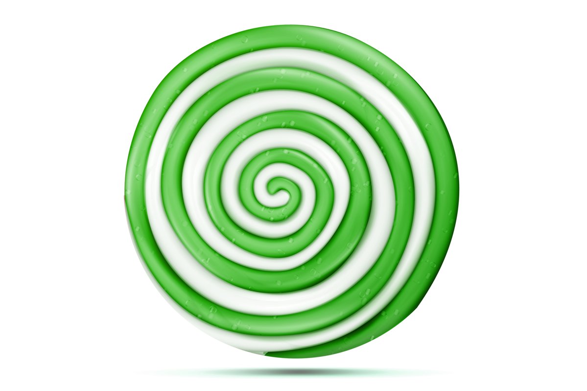 Lollipop Isolated Vector. Green Sweet Candy Round Swirl example image 1