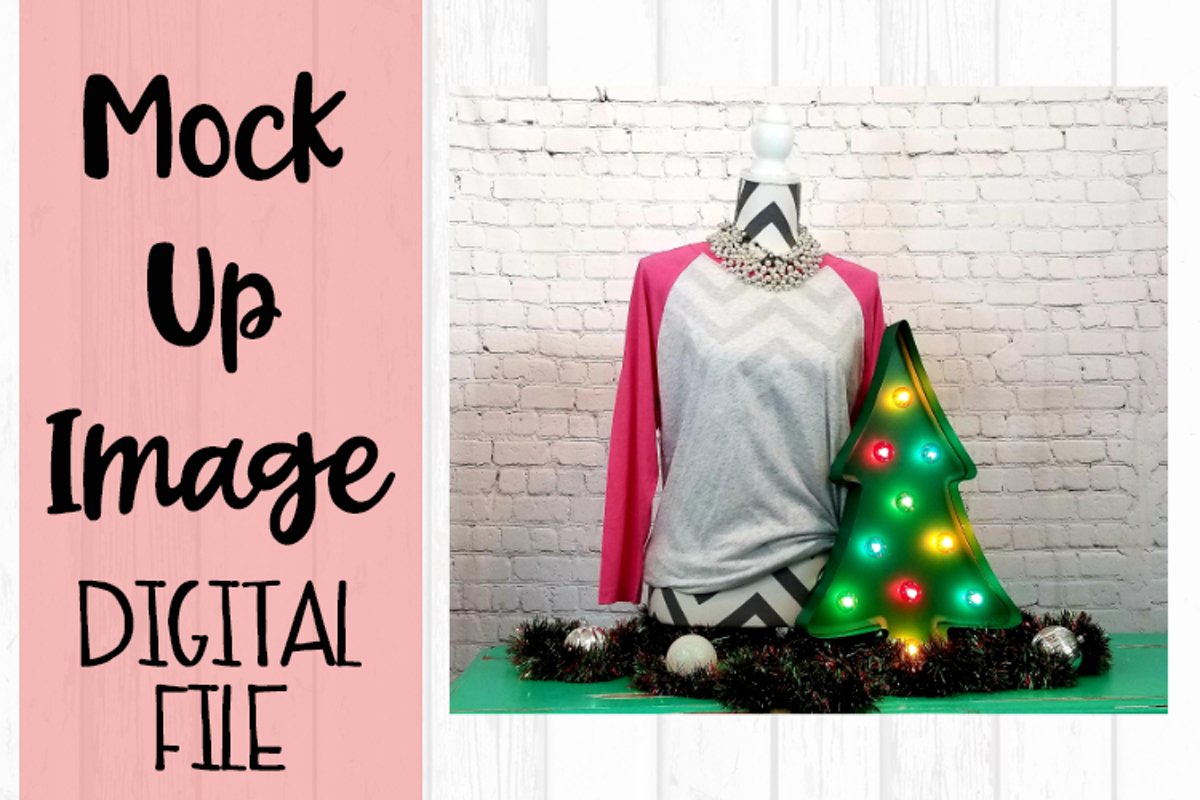 Pink Raglan Christmas Mock Up example image 1