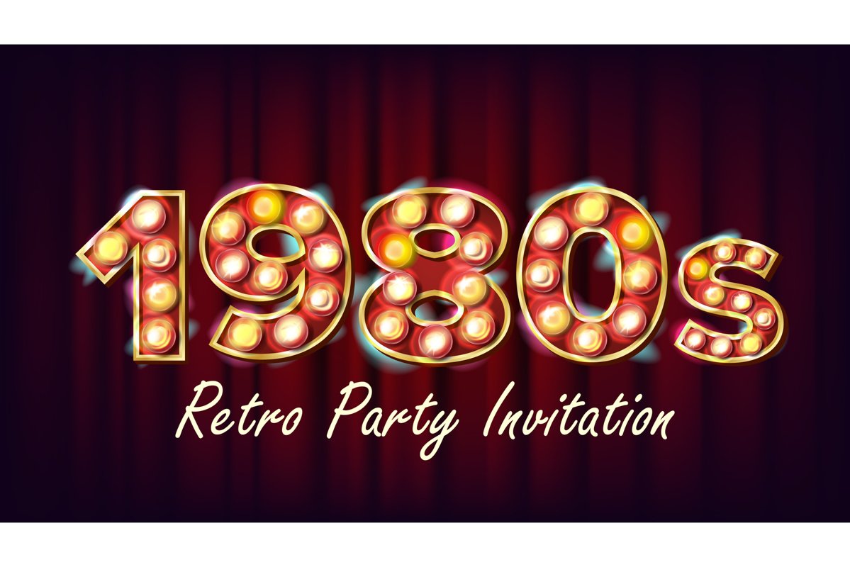 1980s Retro Party Invitation Vector. 1980 Vintage Style example image 1