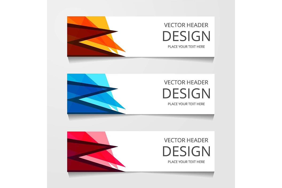 Vector abstract web banner design template. Collection of we example image 1