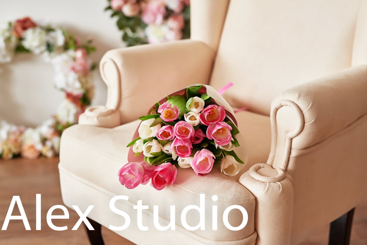 Tulips on floral background on flowers festive background example image 1
