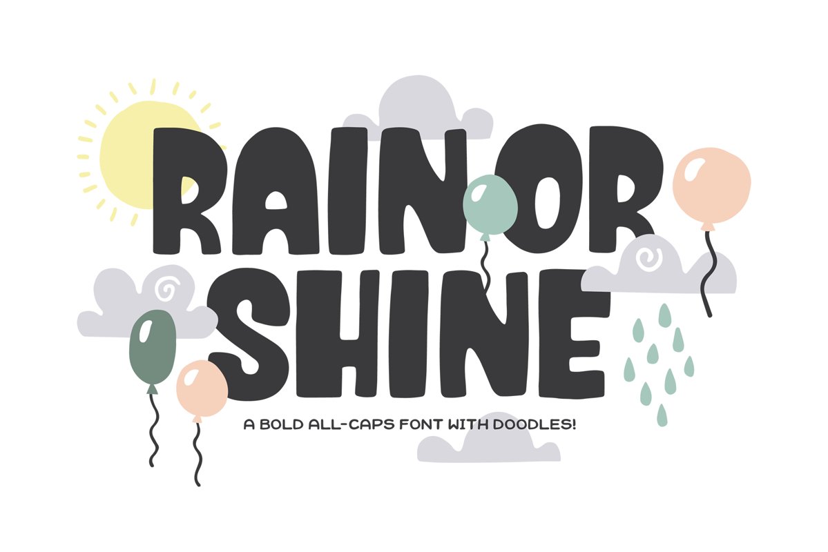 Rain or Shine Font & Doodles! example image 1