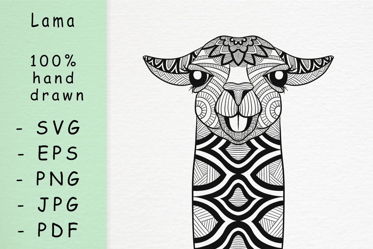Hand drawn Lama with patterns example image 1
