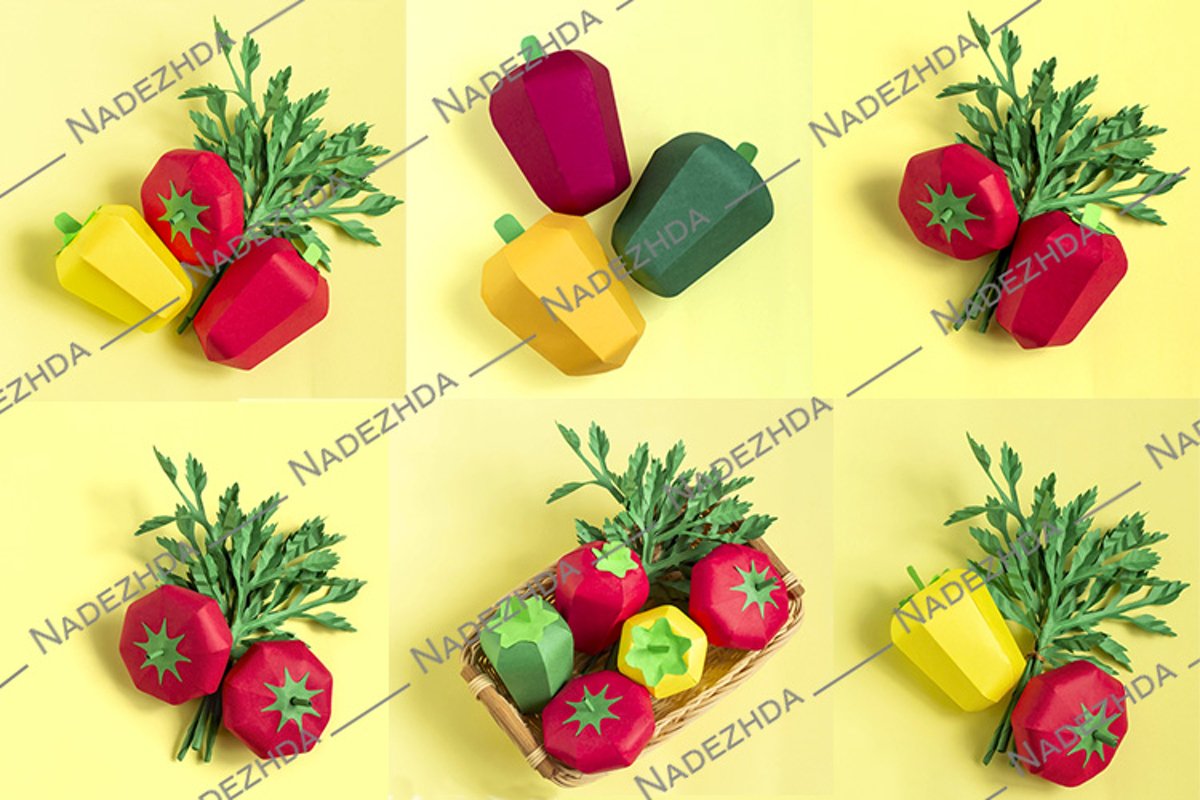 Paper tomatoes, peppers and parsley example image 1