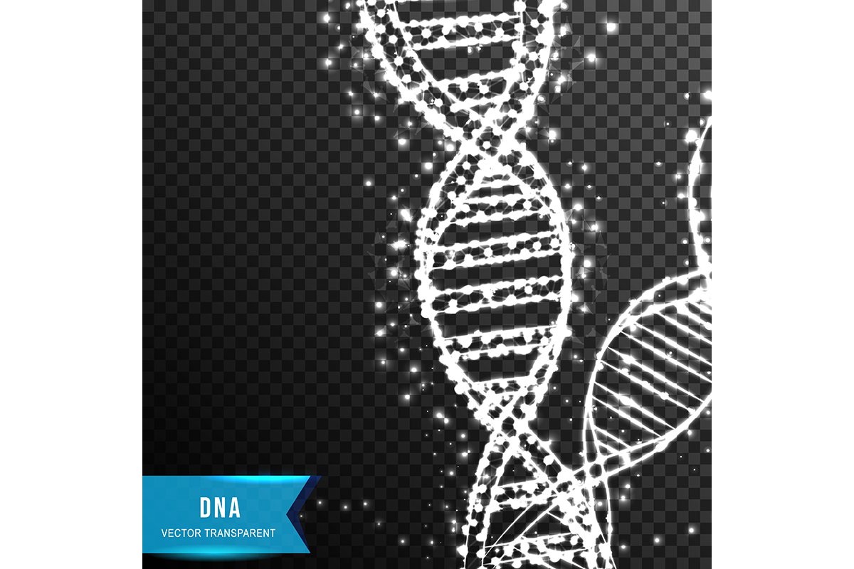 dna helix molecule from connecting dot and line. light effec example image 1