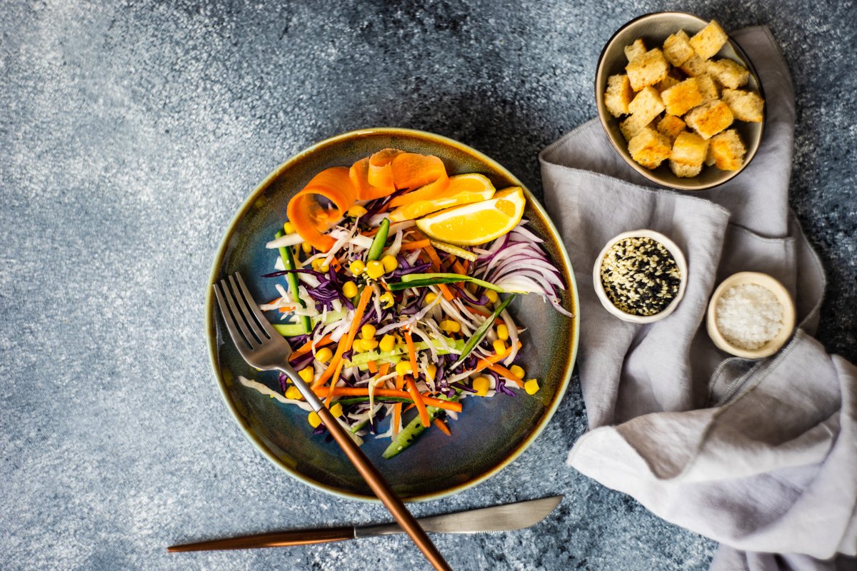 Healthy food concept with organic vegetables in salad example image 1