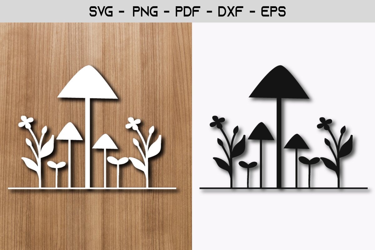 Mushroon and Flower Paper Template SVG Design example image 1
