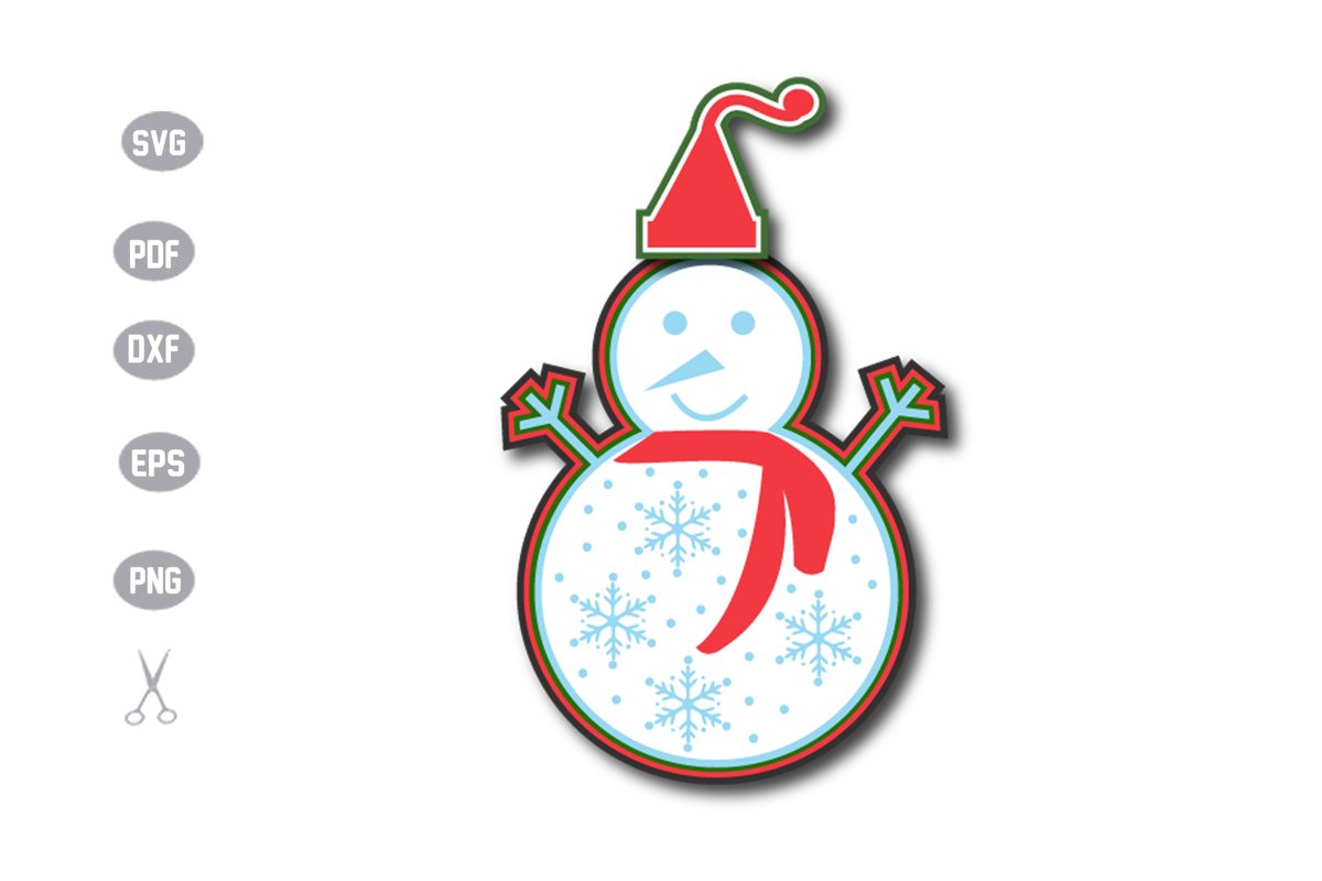 Snowman Christmas 3D Layered Template Design example image 1