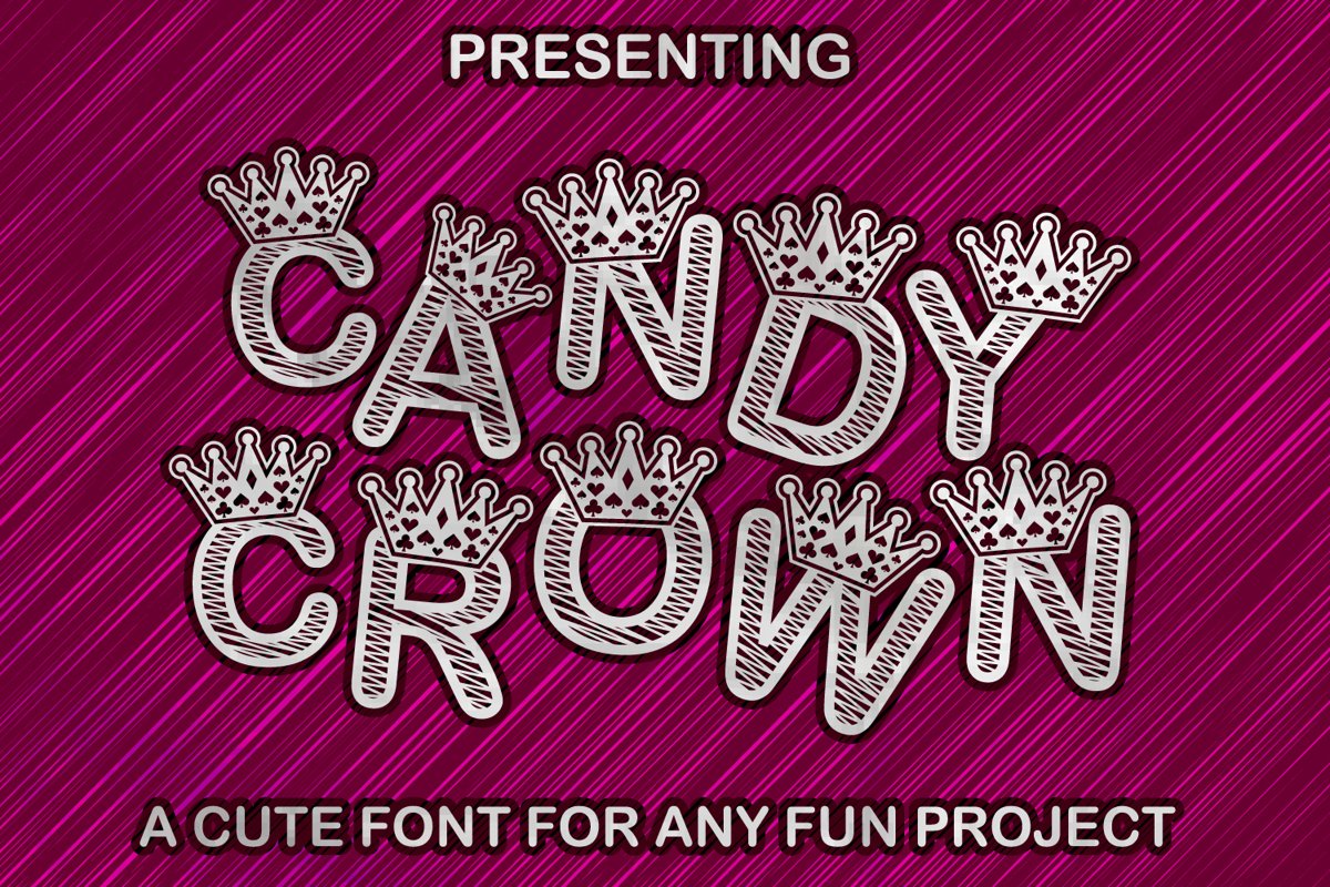 Candy Crown Cute Paper cut Style Font example image 1