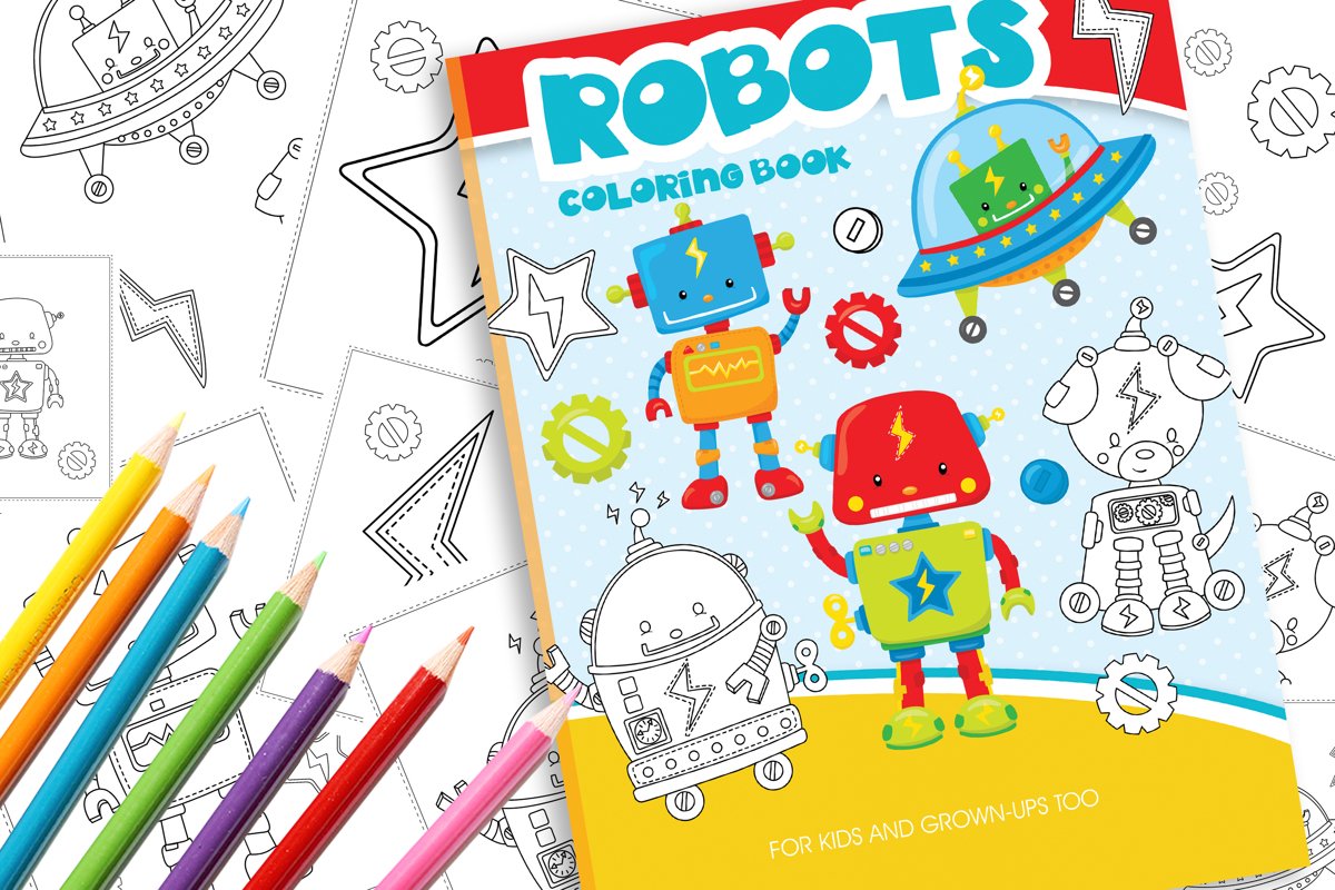 Robots friends Coloring Book example image 1