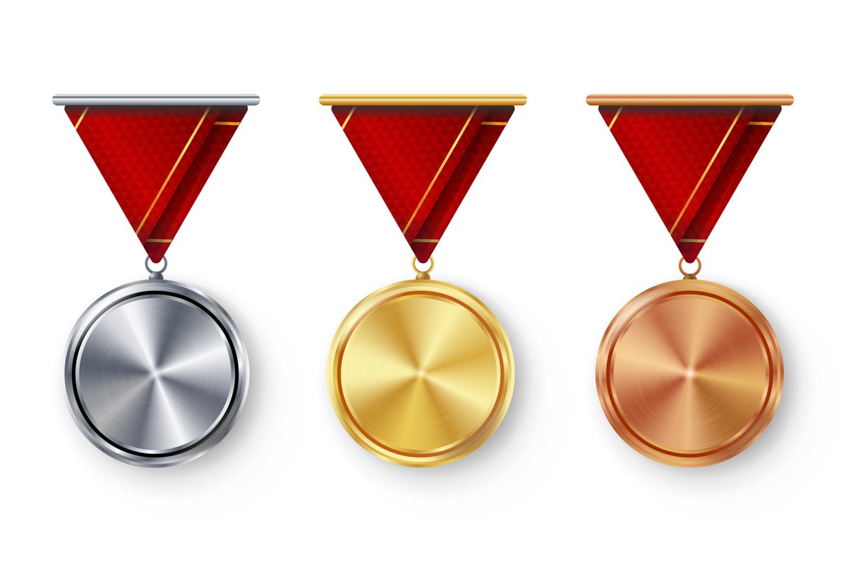 Champion Medals Blank Set Vector. Metal Realistic First example image 1