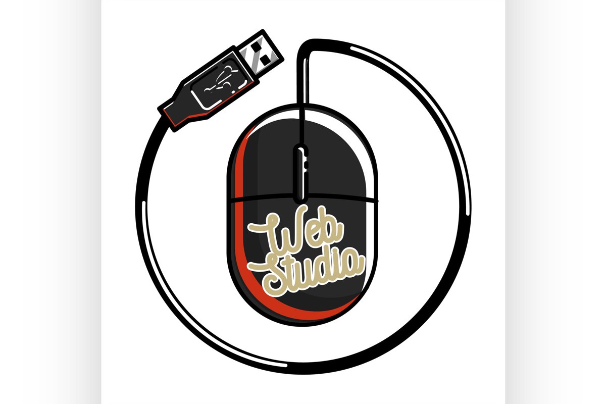 Clolor vintage web studio emblem example image 1