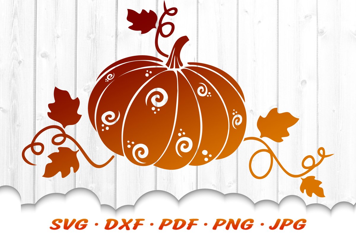 Fancy Fall Pumpkin SVG DXF Cut Files example image 1
