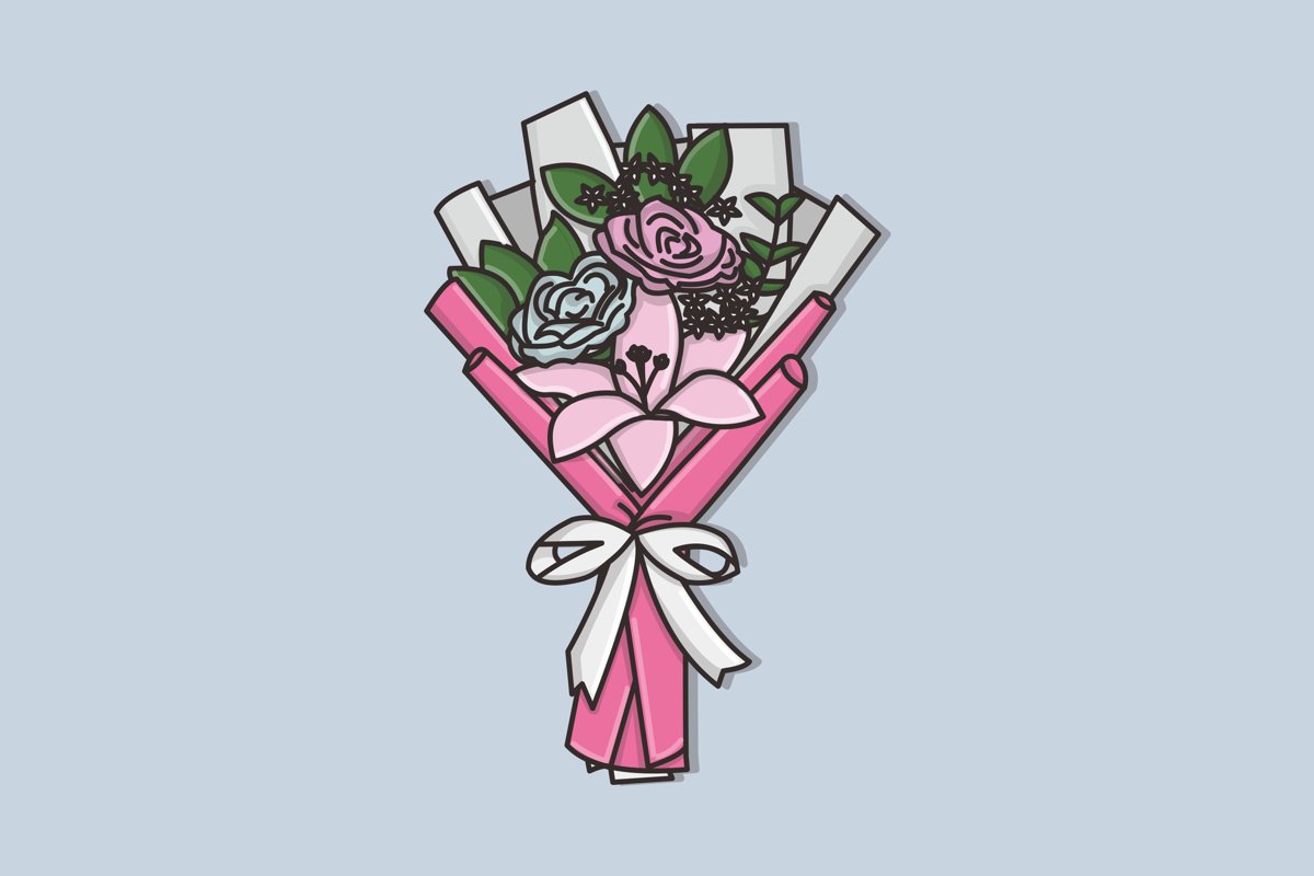 Flower Bucket Vector Image Illustration (551083) Decorations Design