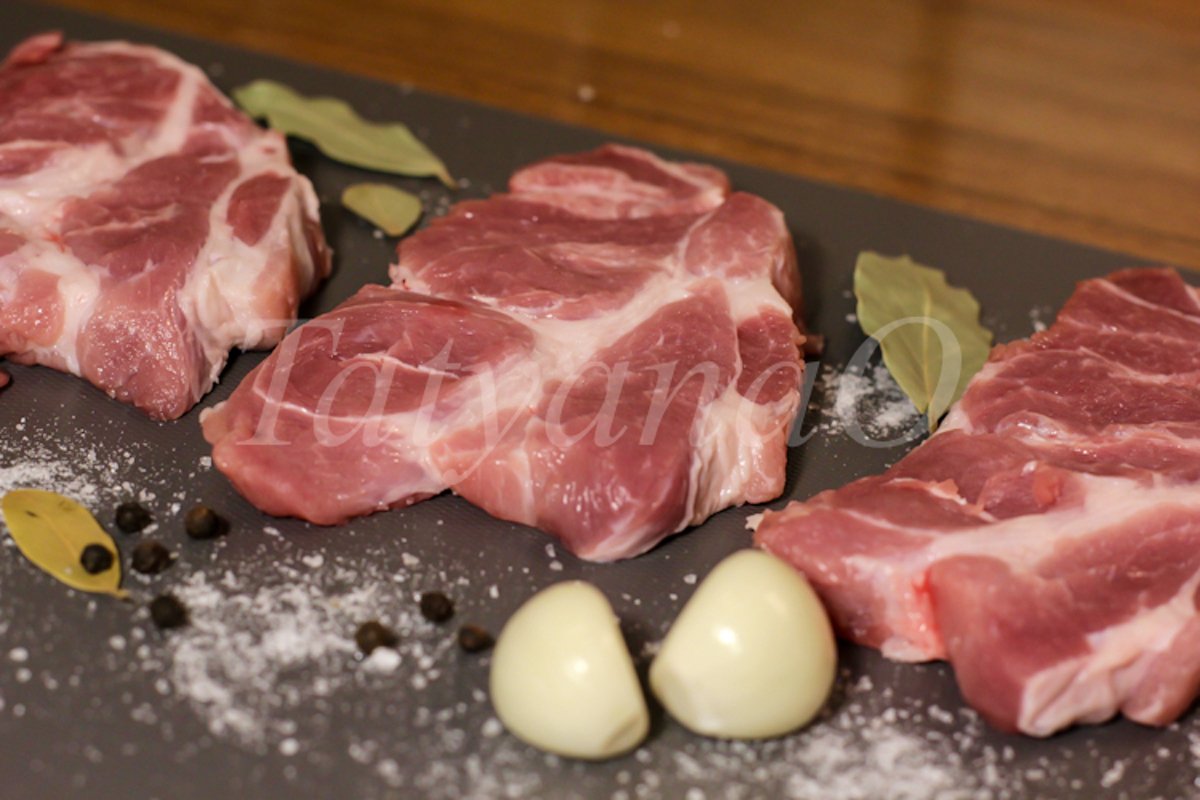 Raw fresh pork meat with spices and garlic. example image 1