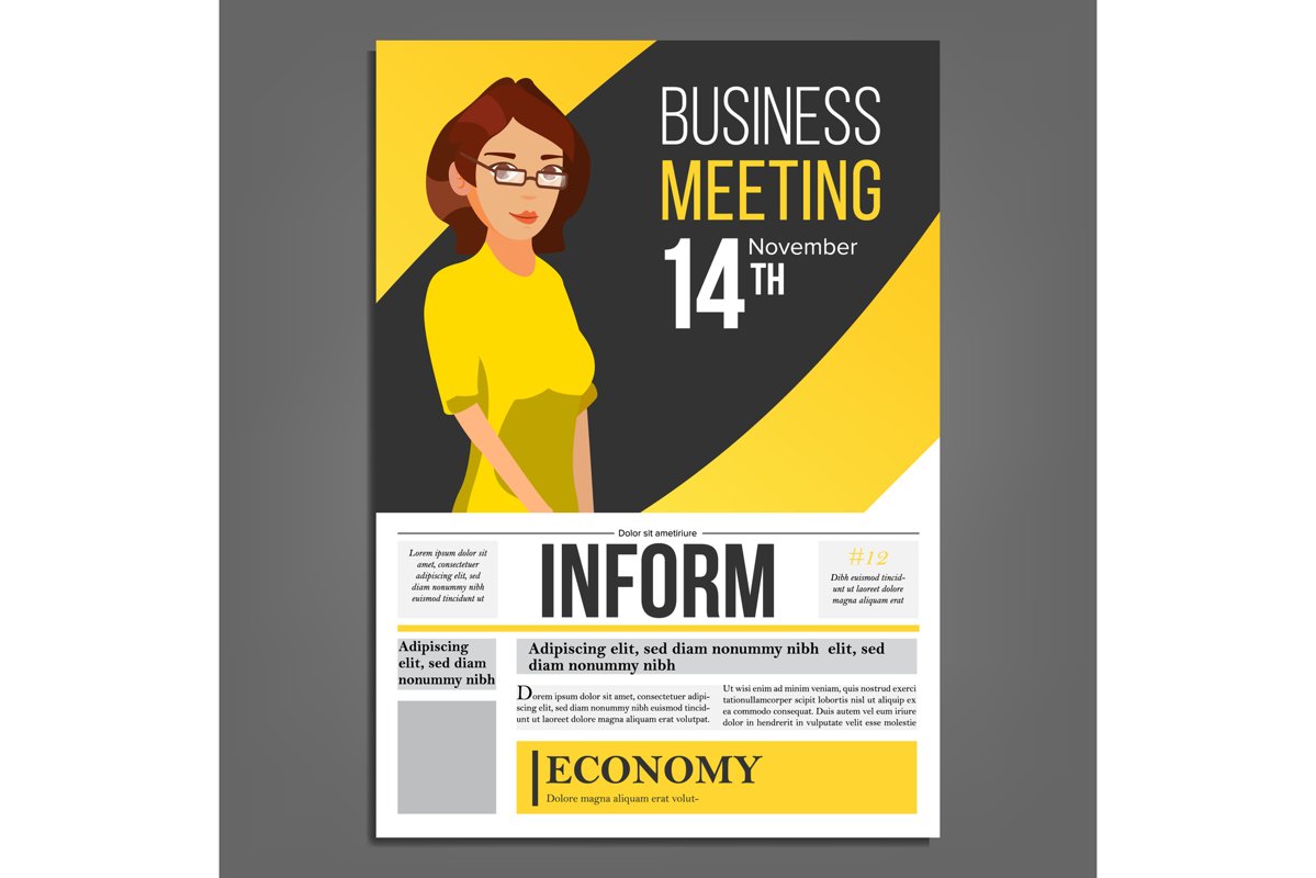 Business Meeting Poster Vector. Business Woman. Layout. example image 1