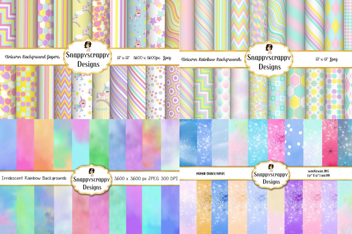 Rainbows & Iridescent Background Papers Bundle example image 1