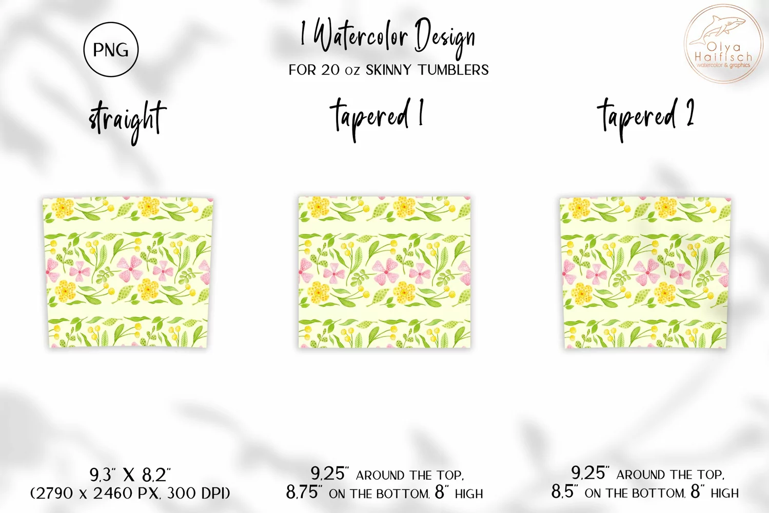 Watercolor Flowers Tumbler Sublimation. Skinny Tumbler Wrap product image 1