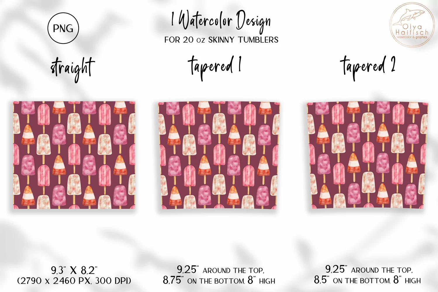 Pink Popsicle Tumbler Sublimation. Cute Ice Cream Wrap PNG product image 1