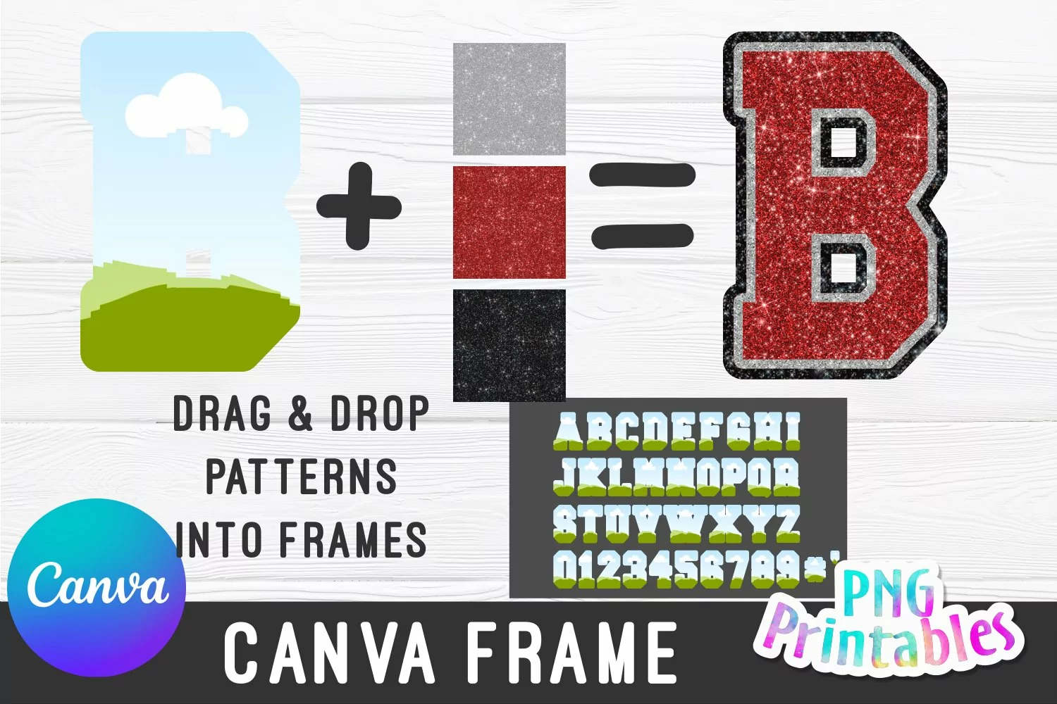 Three Color Sport Alphabet Canva Frame Template product image 1