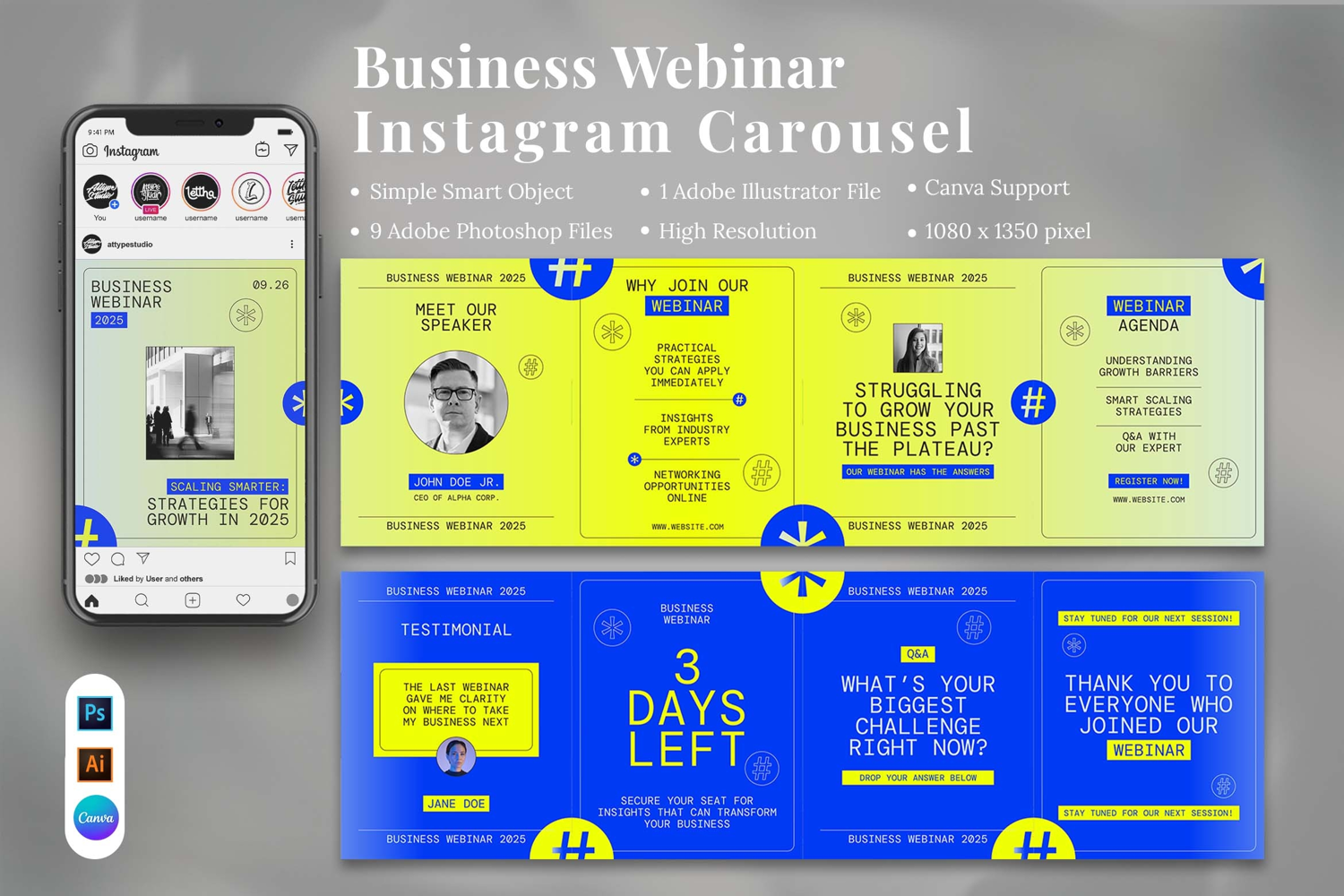 Business Webinar Instagram Carousel & Canva Template product image 1