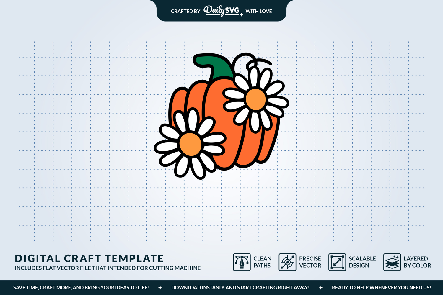 Pumpkin and Daisies SVG product image 1