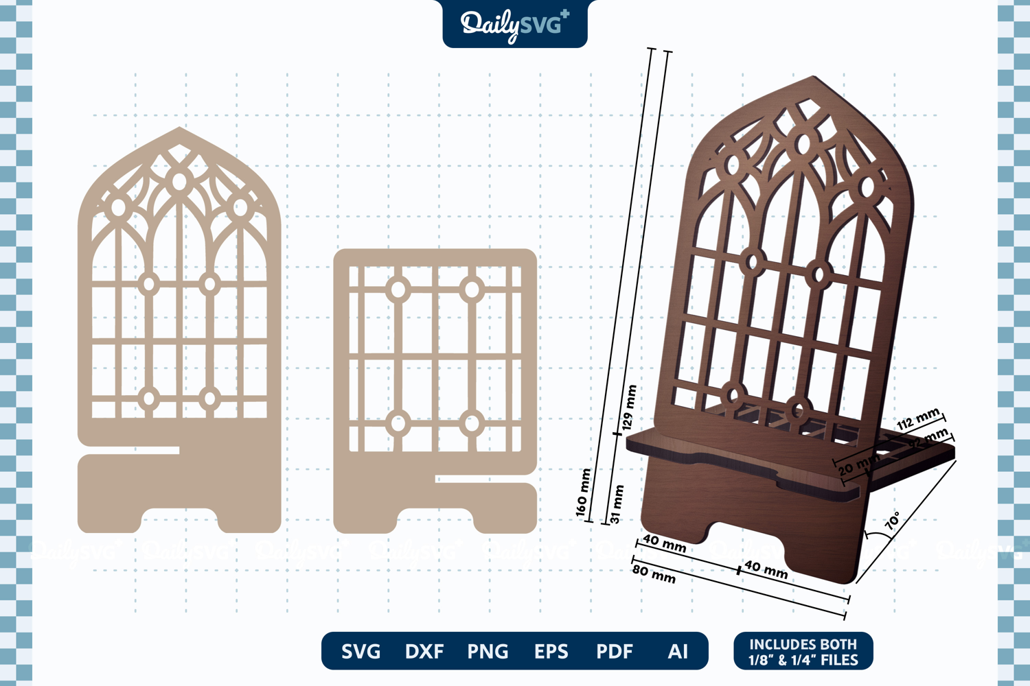 Vintage Gothic Window Phone Stand SVG Laser Cut product image 1