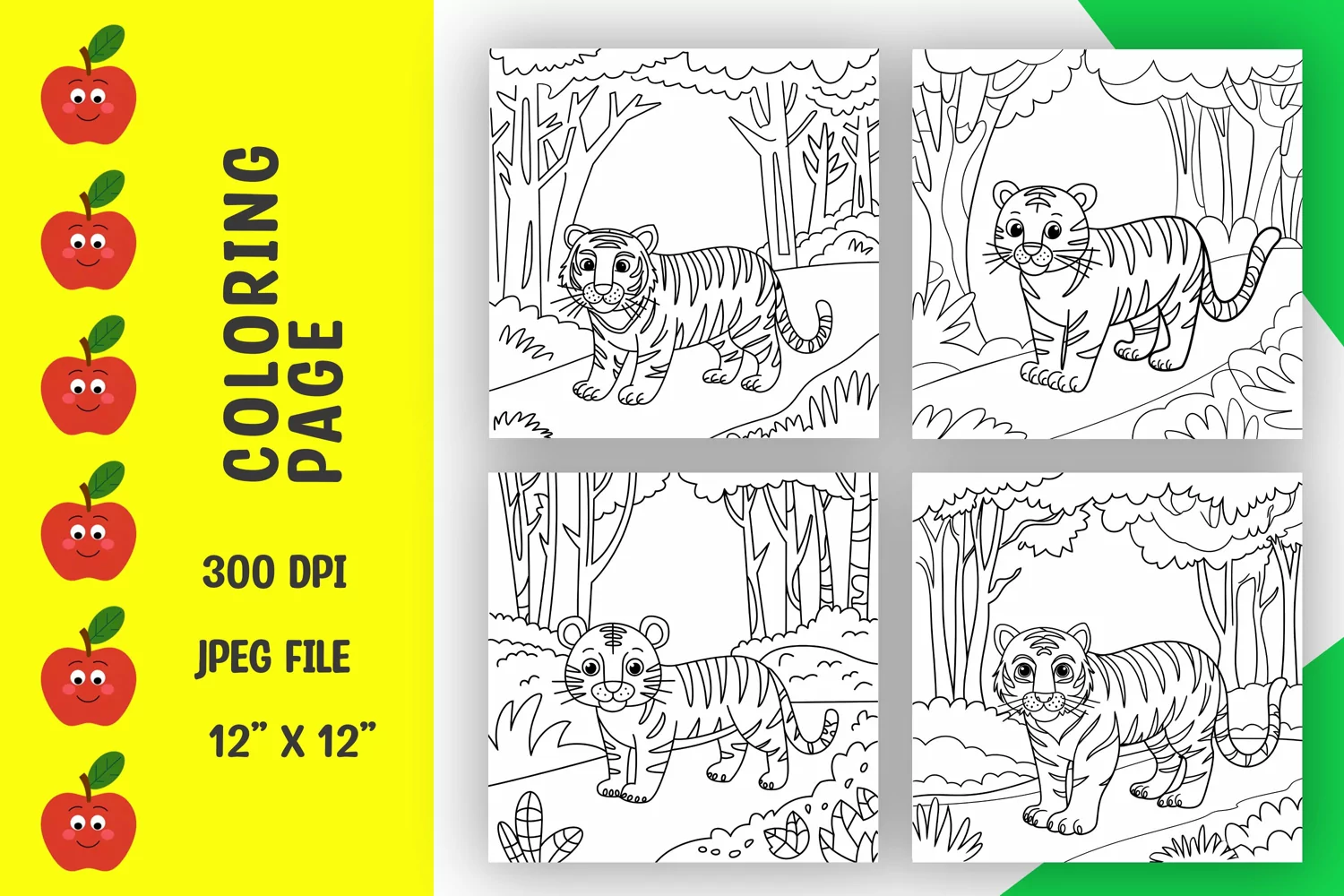 Tiger coloring pages, coloring book product image 1