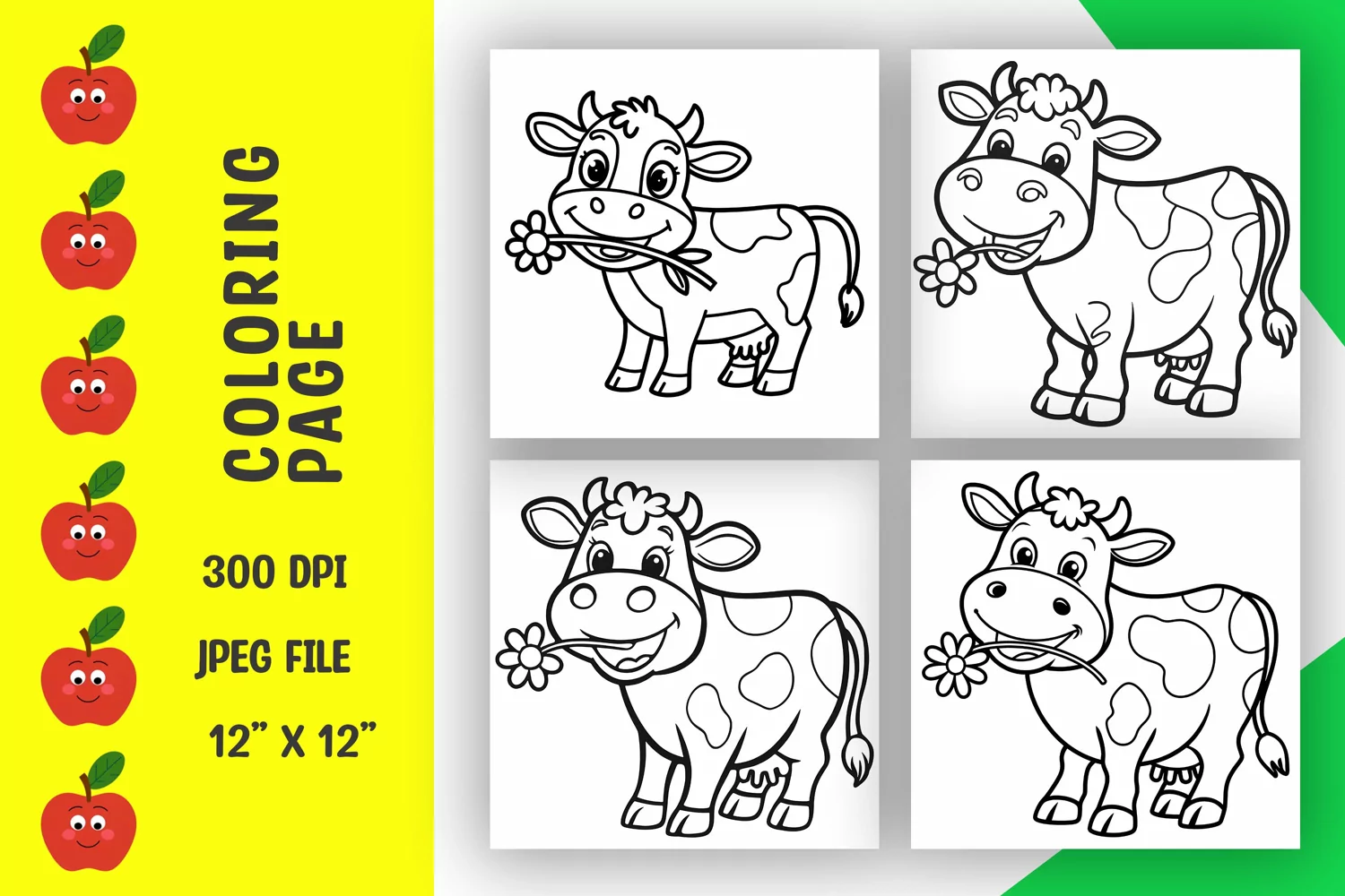 Cow coloring pages, coloring book product image 1
