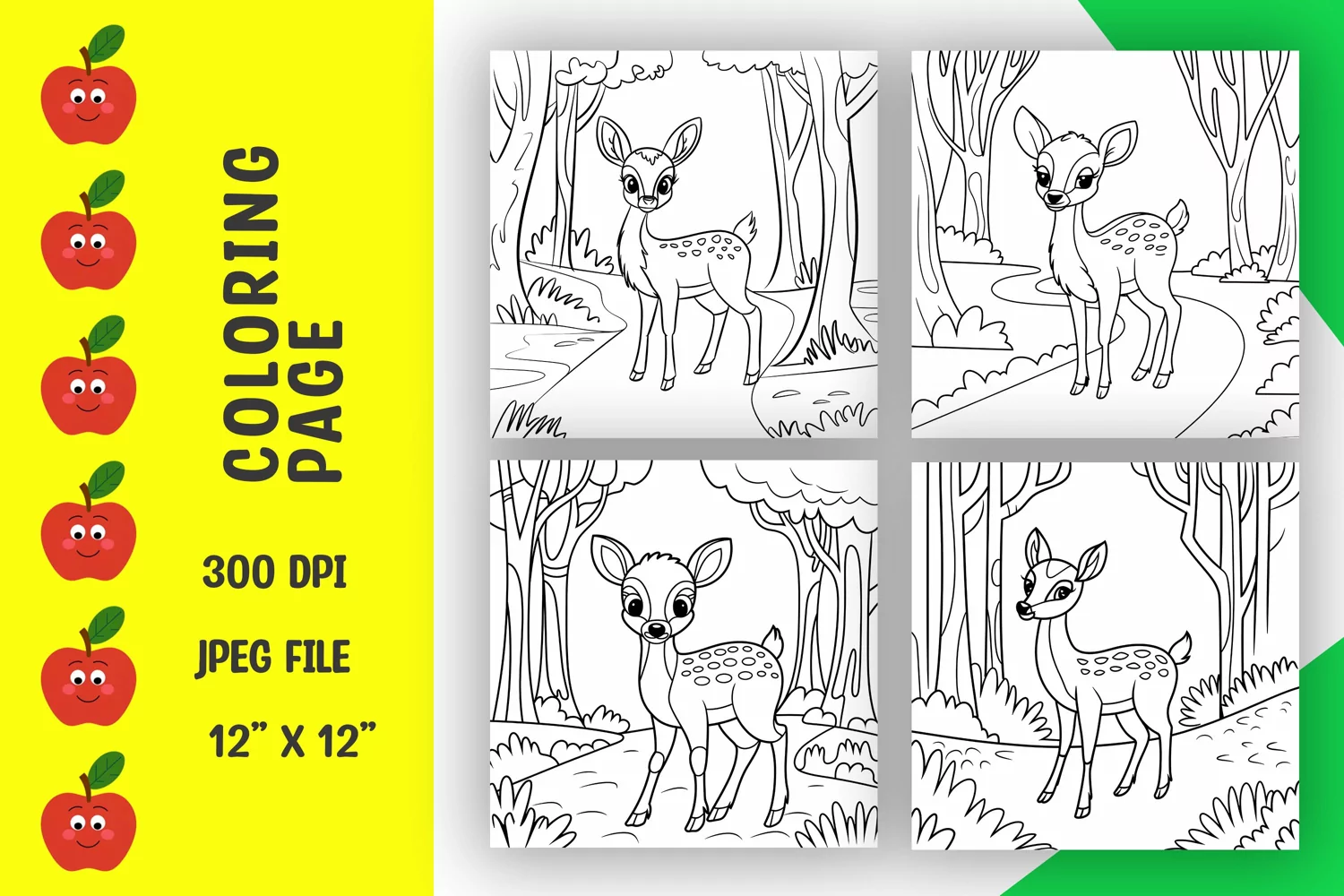 Deer coloring pages, coloring book product image 1