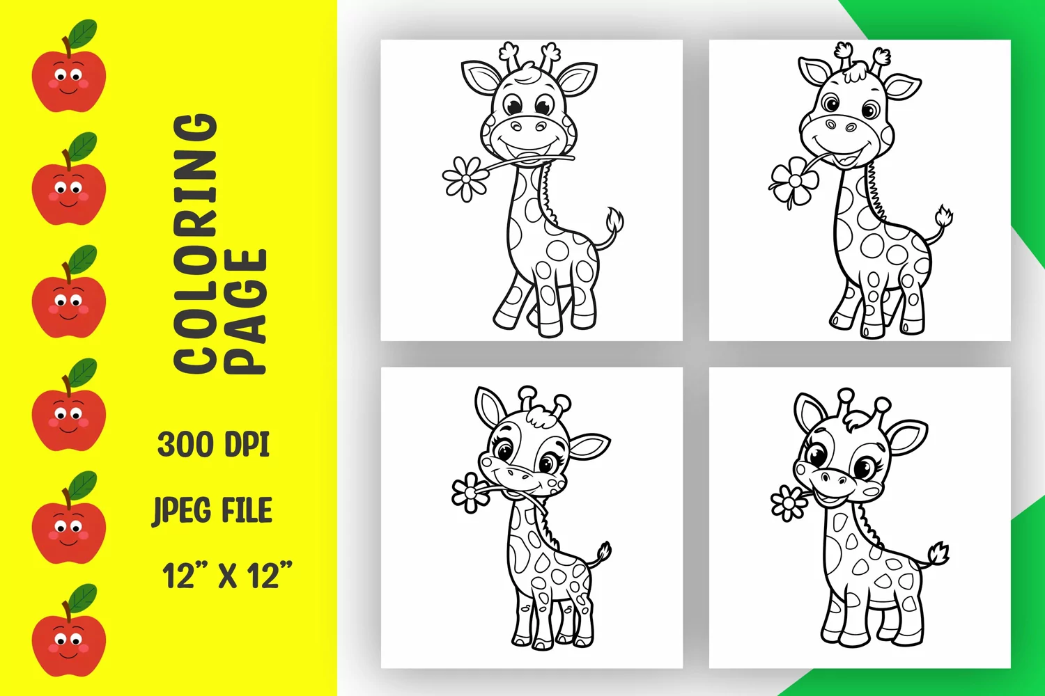 Giraffe coloring pages, coloring book product image 1