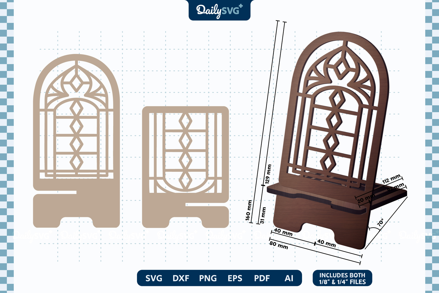 Vintage Gothic Window Phone Stand SVG Laser Cut product image 1