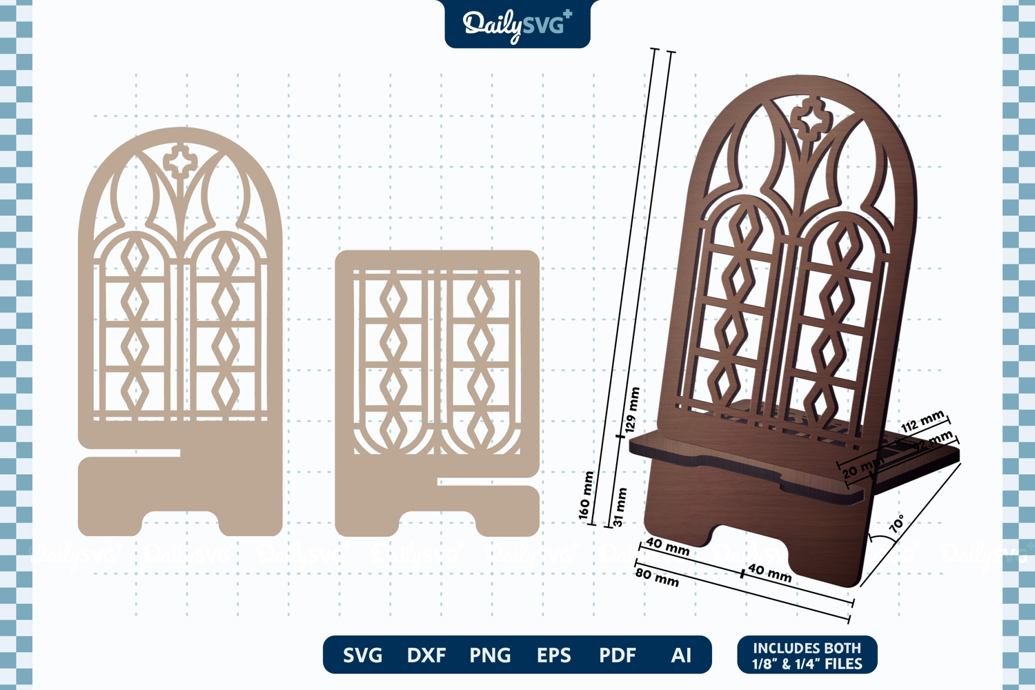 Vintage Gothic Window Phone Stand SVG Laser Cut product image 1