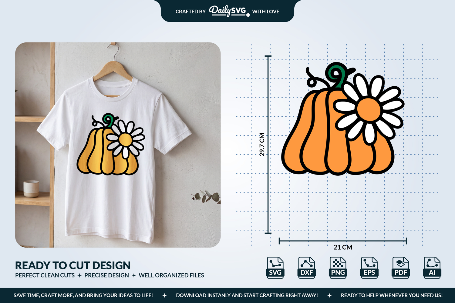 Pumpkin and Daisies SVG product image 1