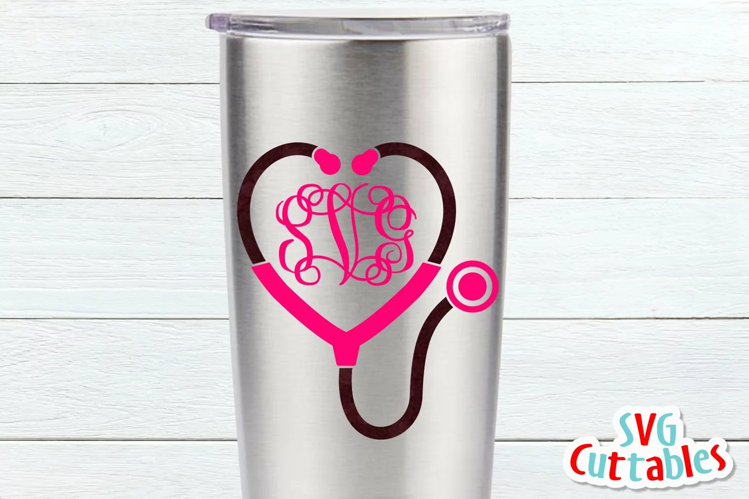 Nurse SVG | Stethoscope Monogram Frame | Shirt Design product image 1