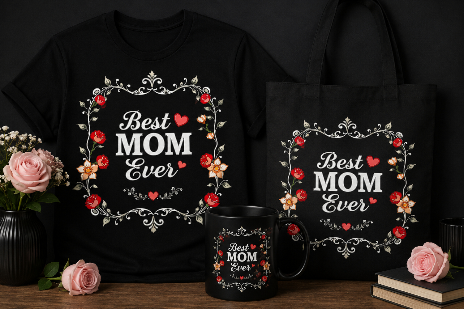 Best Mom Ever PNG | Floral Mother’s Day Heart Design product image 1